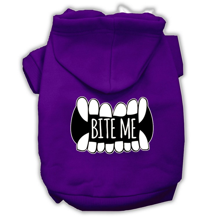 Bite Me Screenprint Dog Hoodie Purple XS